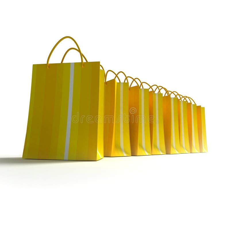 Yellow shopping bags trio stock illustration. Illustration of buying ...