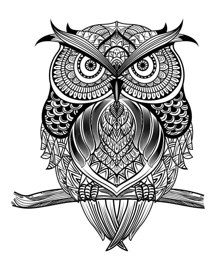 Linea arte owl-01 illustrazione di stock