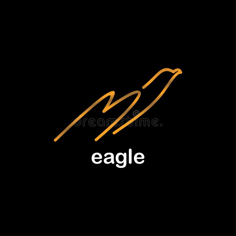 Linea colore di Eagle dell'oro di progettazione dell'icona di arte su fondo nero per la marca della societ? illustrazione di stock Linea colore di Eagle dell'oro di progettazione dell'icona di arte su fondo nero per la marca della societ? illustrazione di stock