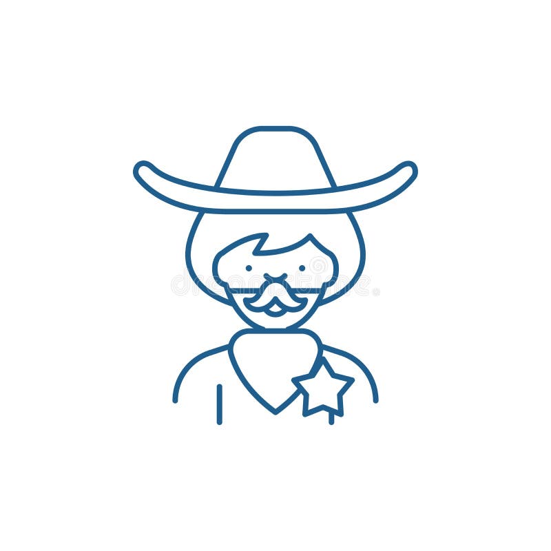 Linea concetto del cowboy dell'icona Simbolo piano di vettore del cowboy, segno, illustrazione del profilo illustrazione vettoriale Linea concetto del cowboy dell'icona Simbolo piano di vettore del cowboy, segno, illustrazione del profilo illustrazione vettoriale