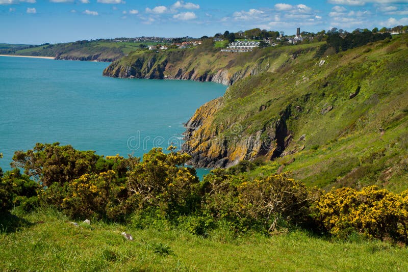 Linea costiera del Devon che osserva verso Slapton fotografia stock Linea costiera del Devon che osserva verso Slapton fotografia stock
