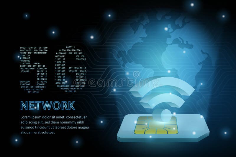 linea di struttura globale dell'incrocio della geometria della terra della carta SIM di tecnologia di wifi 5G fondo futuristico d illustrazione vettoriale linea di struttura globale dell'incrocio della geometria della terra della carta SIM di tecnologia di wifi 5G fondo futuristico d illustrazione vettoriale