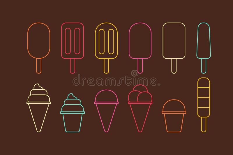 Linea differente variopinta icona del gelato illustrazione vettoriale