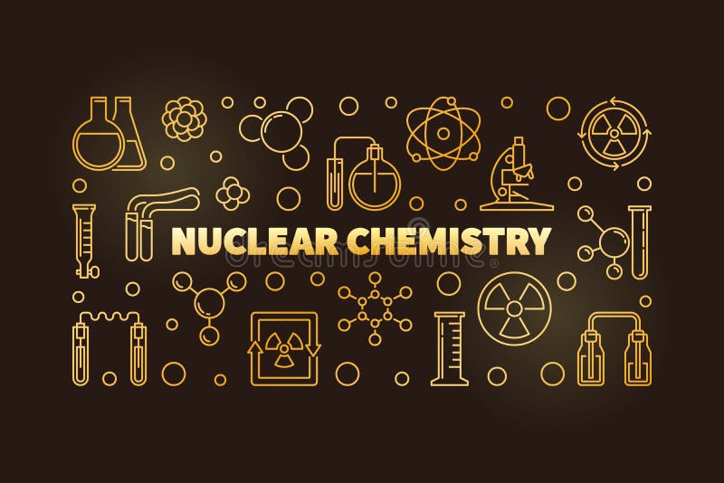 Linea dorata insegna o illustrazione di vettore nucleare di chimica royalty illustrazione gratis Linea dorata insegna o illustrazione di vettore nucleare di chimica royalty illustrazione gratis