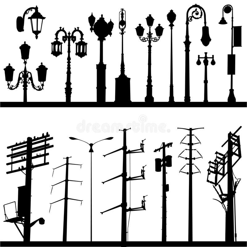 Linea elettrica e vettore del lamppost