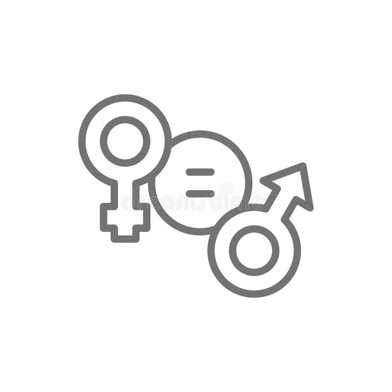 Linea femminile e maschio icona di uguaglianza di genere, di simbolo illustrazione di stock Linea femminile e maschio icona di uguaglianza di genere, di simbolo illustrazione di stock