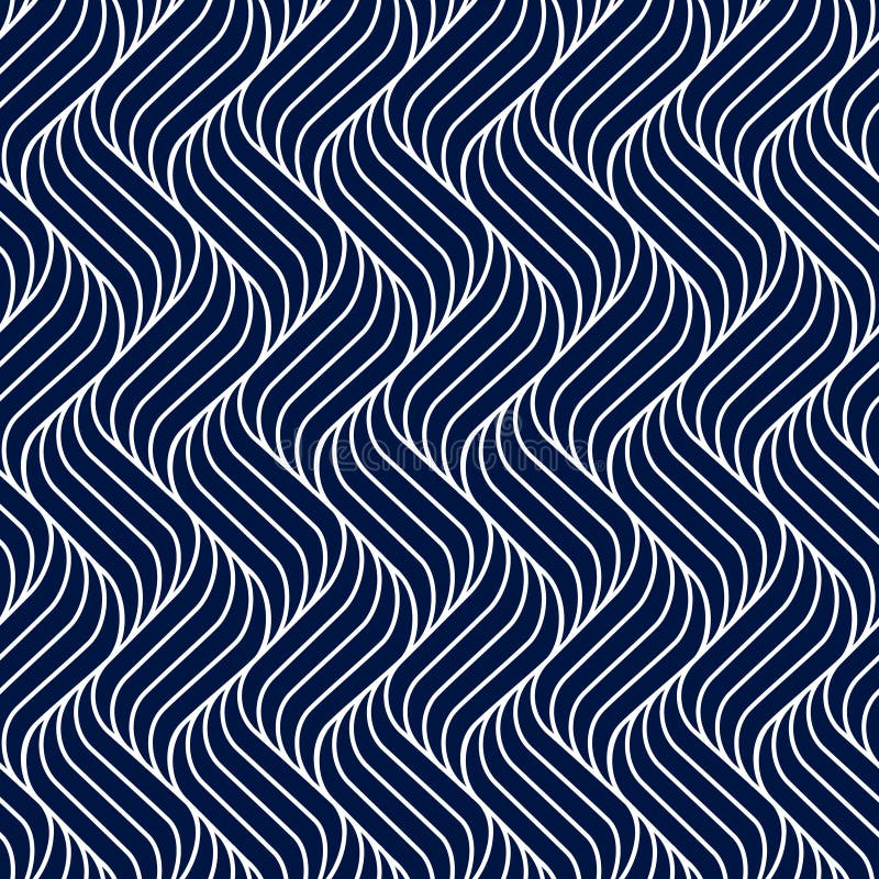 Linea geometrica di pattern senza saldatura. striscia ondulata di sfondo blu. trama di onde moderne. turbinio ripetuto. torsione c