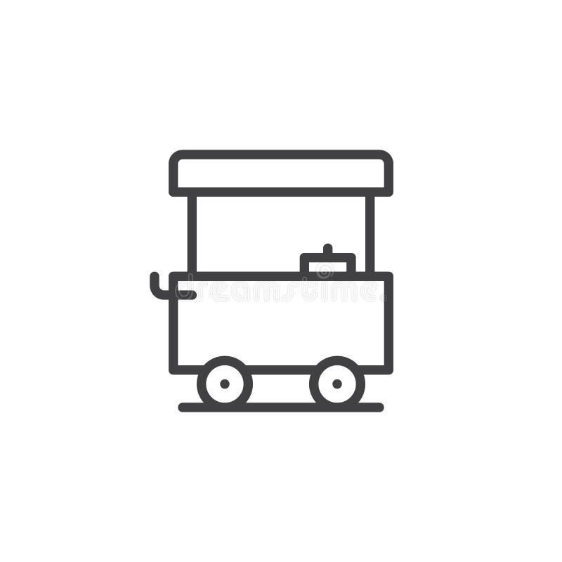 Linea icona del carretto dell'alimento della via illustrazione di stock Linea icona del carretto dell'alimento della via illustrazione di stock