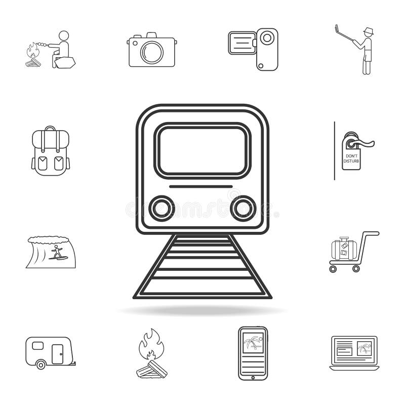 Linea icona del treno Insieme delle icone di svago e di turismo Segni, raccolta della mobilia del profilo, linea sottile semplice illustrazione di stock Linea icona del treno Insieme delle icone di svago e di turismo Segni, raccolta della mobilia del profilo, linea sottile semplice illustrazione di stock