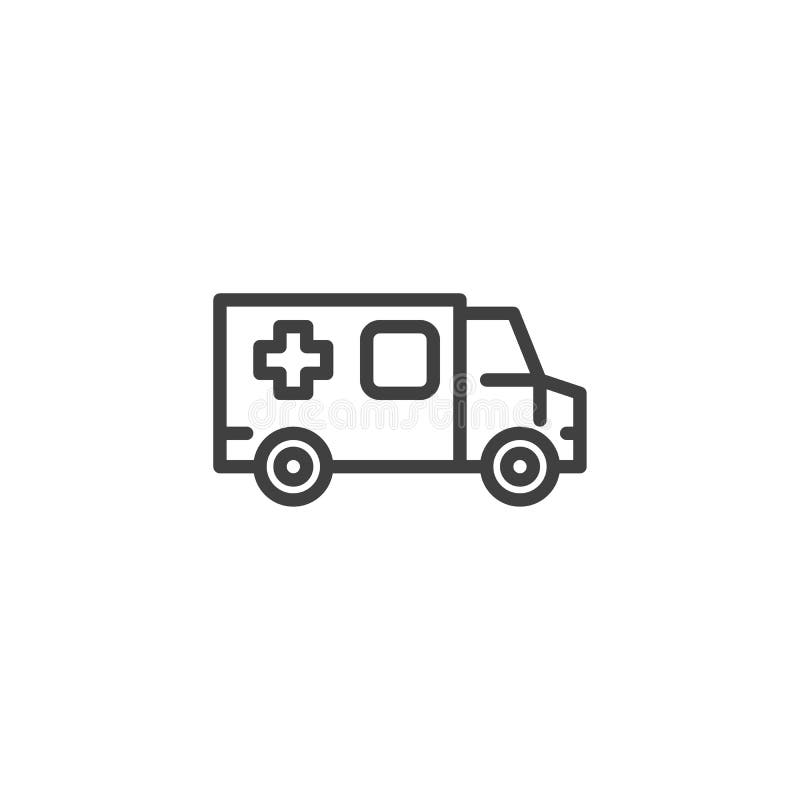 Linea icona dell'automobile dell'ambulanza