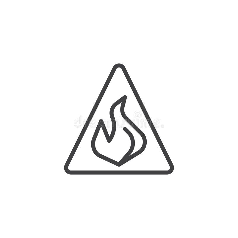 Linea icona della fiamma del fuoco del pericolo di cautela royalty illustrazione gratis