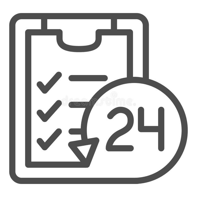 Linea icona della lista ventiquattr'ore su ventiquattro Illustrazione disponibile di vettore venti quattro isolata su bianco 24 o illustrazione vettoriale Linea icona della lista ventiquattr'ore su ventiquattro Illustrazione disponibile di vettore venti quattro isolata su bianco 24 o illustrazione vettoriale