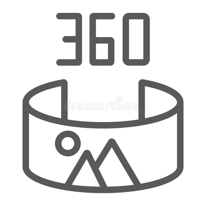 Linea icona di vista di panorama, panoramico e rotazione, un segno da 360 gradi, grafica vettoriale, un modello lineare su un bia royalty illustrazione gratis Linea icona di vista di panorama, panoramico e rotazione, un segno da 360 gradi, grafica vettoriale, un modello lineare su un bia royalty illustrazione gratis