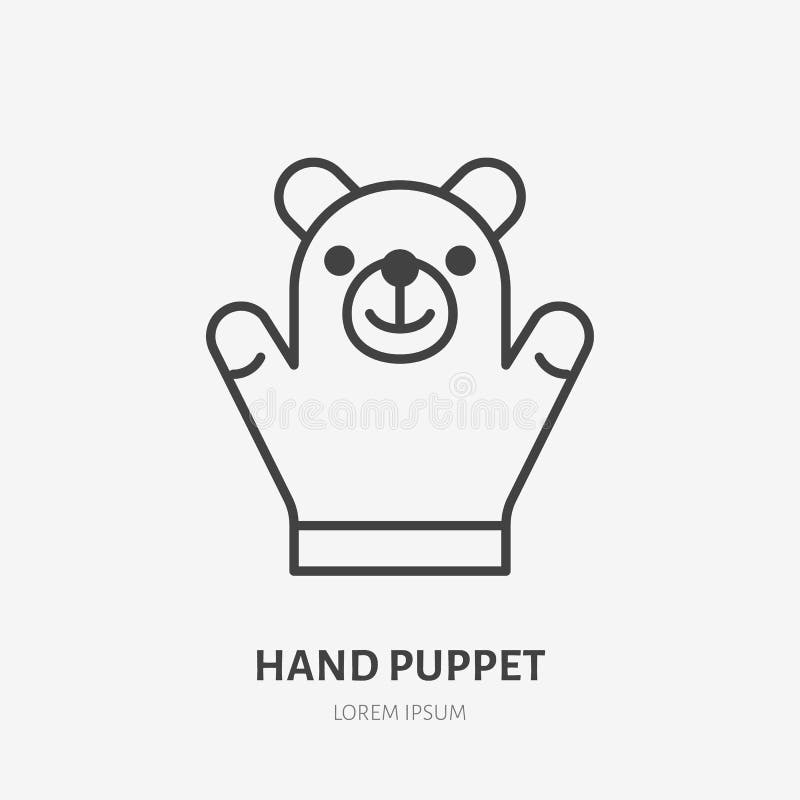 Linea icona, logo piano del burattino di mano del giocattolo molle dell'orso del bambino Illustrazione animale di vettore della p illustrazione vettoriale Linea icona, logo piano del burattino di mano del giocattolo molle dell'orso del bambino Illustrazione animale di vettore della p illustrazione vettoriale