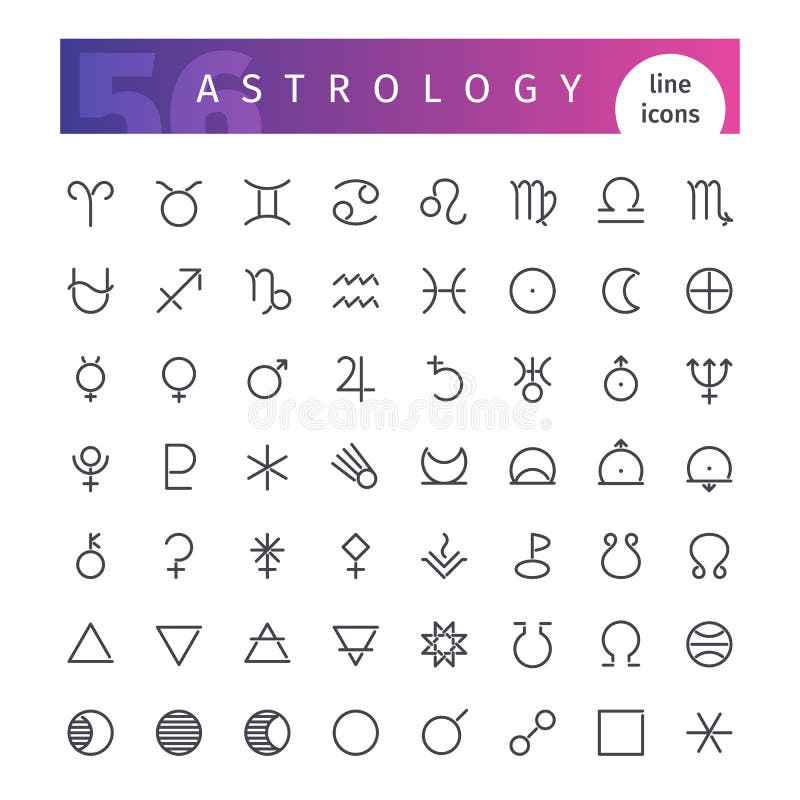 Linea Icone Di Astrologia Messe Illustrazione Vettoriale Illustrazione Di Fasi Universo