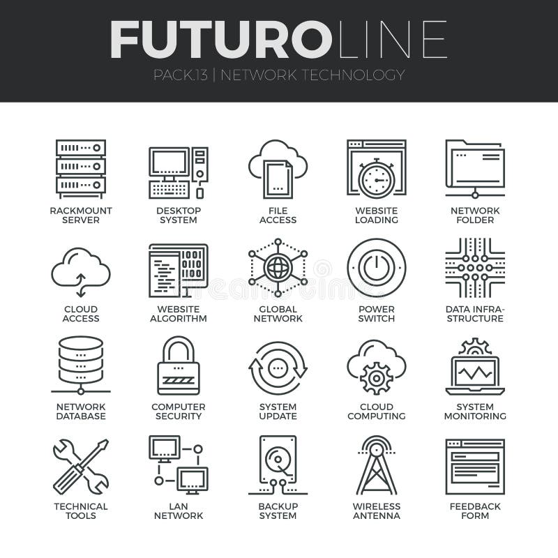 Linea icone di Futuro di tecnologia di rete messe royalty illustrazione gratis Linea icone di Futuro di tecnologia di rete messe royalty illustrazione gratis