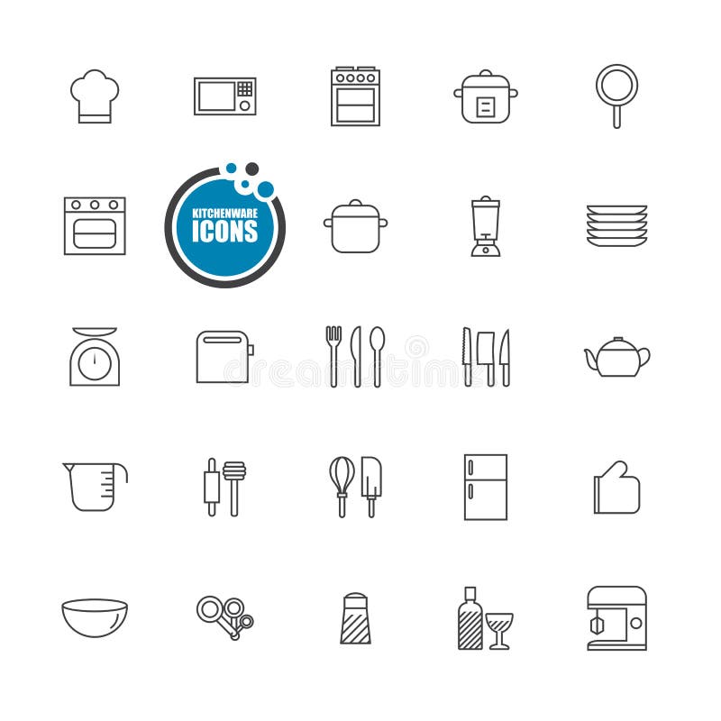 Kitchenware icons line vector set. Kitchenware icons line vector set