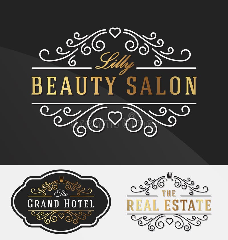 Linea modello di Flourish del Logotype illustrazione di stock Linea modello di Flourish del Logotype illustrazione di stock