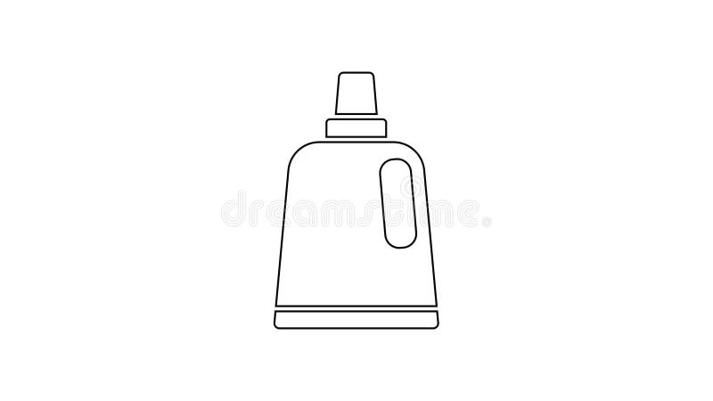 Linea nera Bottiglia di plastica per detersivo per bucato, candeggina, liquido per lavare i piatti o un'altra icona dell'agente d illustrazione di stock
