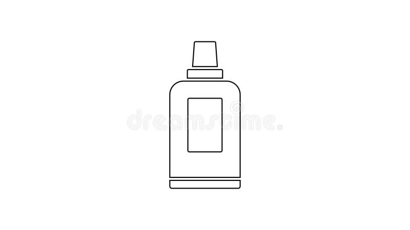 Linea nera Bottiglia di plastica per detersivo per bucato, candeggina, liquido per lavare i piatti o un'altra icona dell'agente d illustrazione di stock