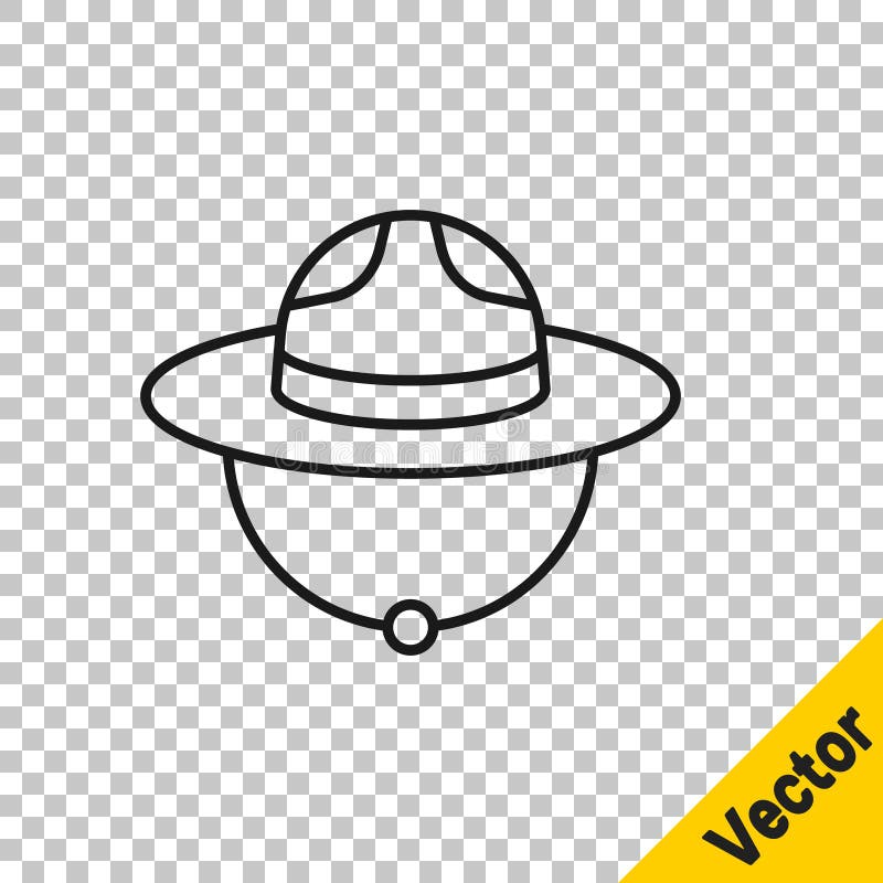 Linea nera del canadese ranger che icona uniforme isolata su fondo trasparente. vettore illustrazione di stock