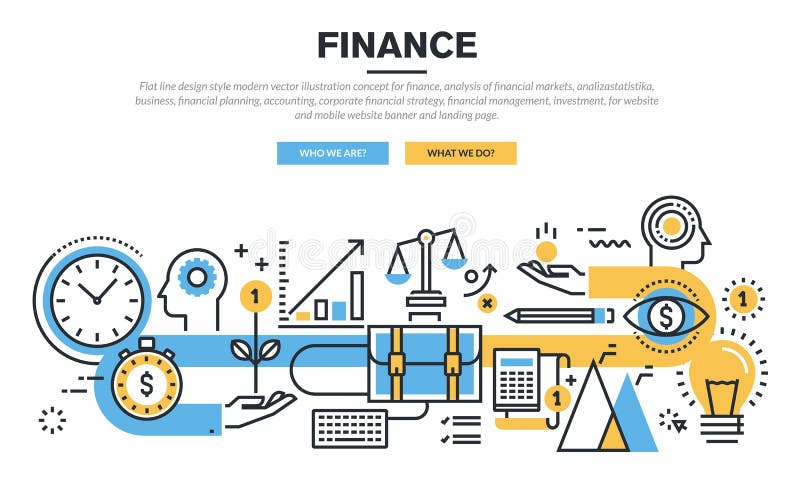 Linea piana concetto di progetto per finanza illustrazione vettoriale Linea piana concetto di progetto per finanza illustrazione vettoriale