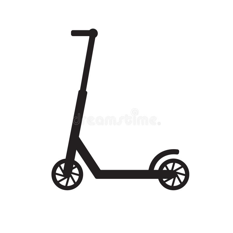 Linea piana icona del fumetto di vettore di logo del nero del motorino illustrazione di stock Linea piana icona del fumetto di vettore di logo del nero del motorino illustrazione di stock