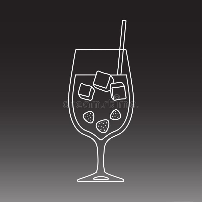 Linea progettazione di vetro di cocktail di arte su fondo scuro illustrazione vettoriale Linea progettazione di vetro di cocktail di arte su fondo scuro illustrazione vettoriale