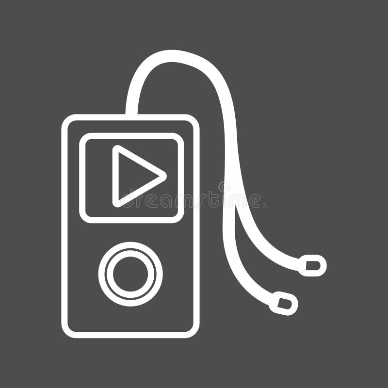 Linea riproduttore mp3 da ascoltare musica con le cuffie illustrazione vettoriale Linea riproduttore mp3 da ascoltare musica con le cuffie illustrazione vettoriale
