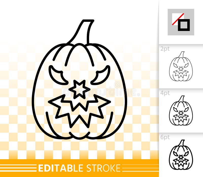 Linea semplice icona della lanterna di Jack O della zucca di Halloween illustrazione di stock Linea semplice icona della lanterna di Jack O della zucca di Halloween illustrazione di stock