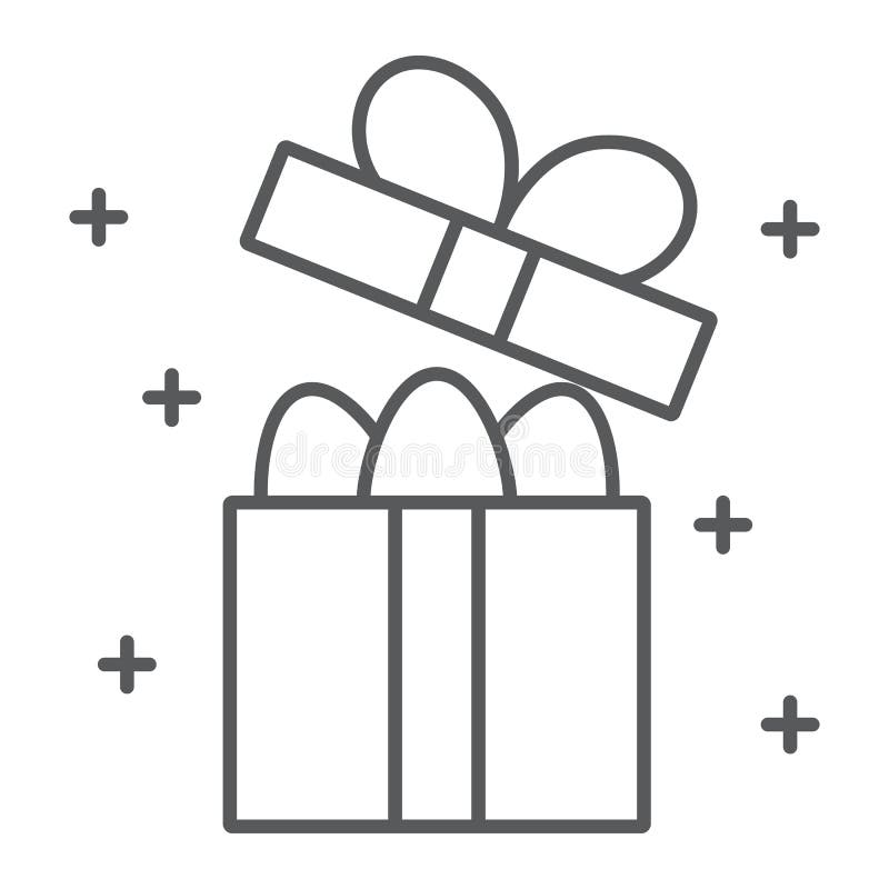 Linea sottile icona del contenitore di regalo di Pasqua, presente e pasqua, uova nel segno del pacchetto, grafica vettoriale, un royalty illustrazione gratis Linea sottile icona del contenitore di regalo di Pasqua, presente e pasqua, uova nel segno del pacchetto, grafica vettoriale, un royalty illustrazione gratis