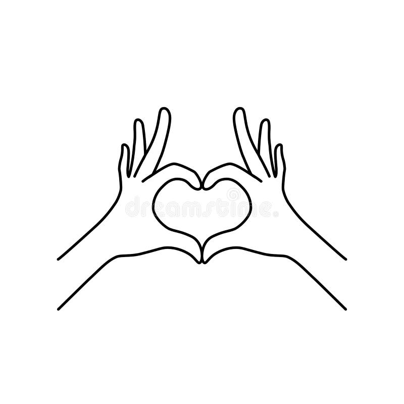 Linea sottile icona del nero di gesto di mano del cuore illustrazione di stock Linea sottile icona del nero di gesto di mano del cuore illustrazione di stock