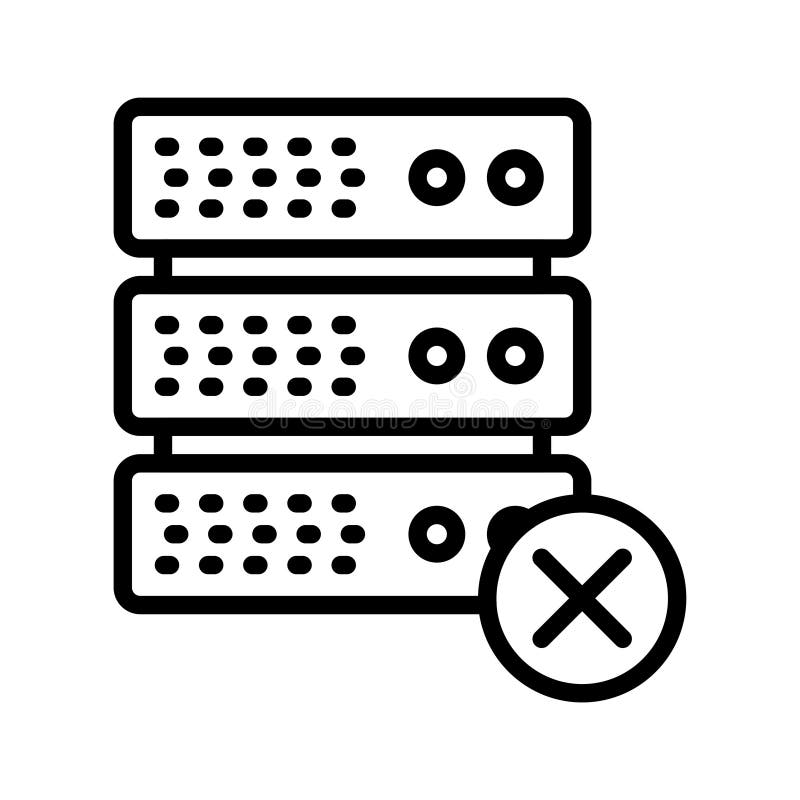Linea sottile icona del server dell'annullamento di vettore illustrazione vettoriale