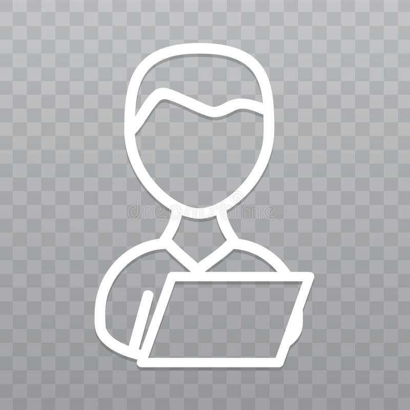 Linea sottile icona della gente del computer portatile Lavoro di scrittorio di affari su fondo trasparente royalty illustrazione gratis Linea sottile icona della gente del computer portatile Lavoro di scrittorio di affari su fondo trasparente royalty illustrazione gratis
