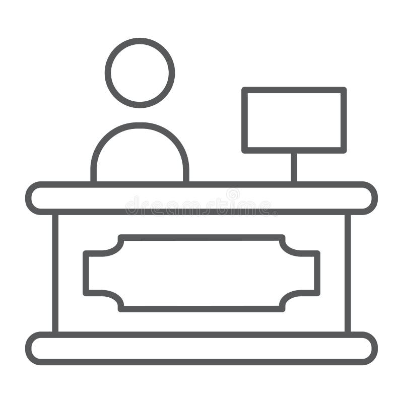 Linea sottile icona di ricezione, hotel e chiamata, segno della reception, grafica vettoriale, un modello lineare su un fondo bia royalty illustrazione gratis Linea sottile icona di ricezione, hotel e chiamata, segno della reception, grafica vettoriale, un modello lineare su un fondo bia royalty illustrazione gratis