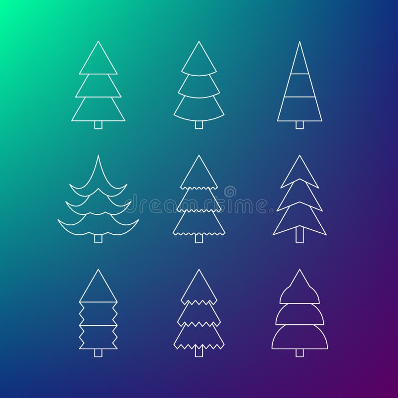 Linea sottile insieme dell'icona degli alberi di Natale royalty illustrazione gratis Linea sottile insieme dell'icona degli alberi di Natale royalty illustrazione gratis