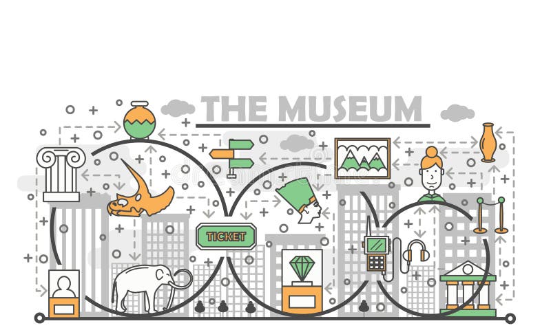 Linea sottile modello di vettore dell'insegna del manifesto del museo di arte royalty illustrazione gratis Linea sottile modello di vettore dell'insegna del manifesto del museo di arte royalty illustrazione gratis