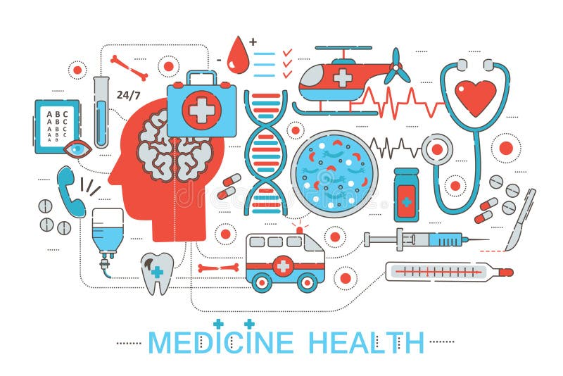 Linea sottile piana moderna concetto medico di sanità di scienza di progettazione per il sito Web, la presentazione, l'aletta di illustrazione vettoriale Linea sottile piana moderna concetto medico di sanità di scienza di progettazione per il sito Web, la presentazione, l'aletta di illustrazione vettoriale