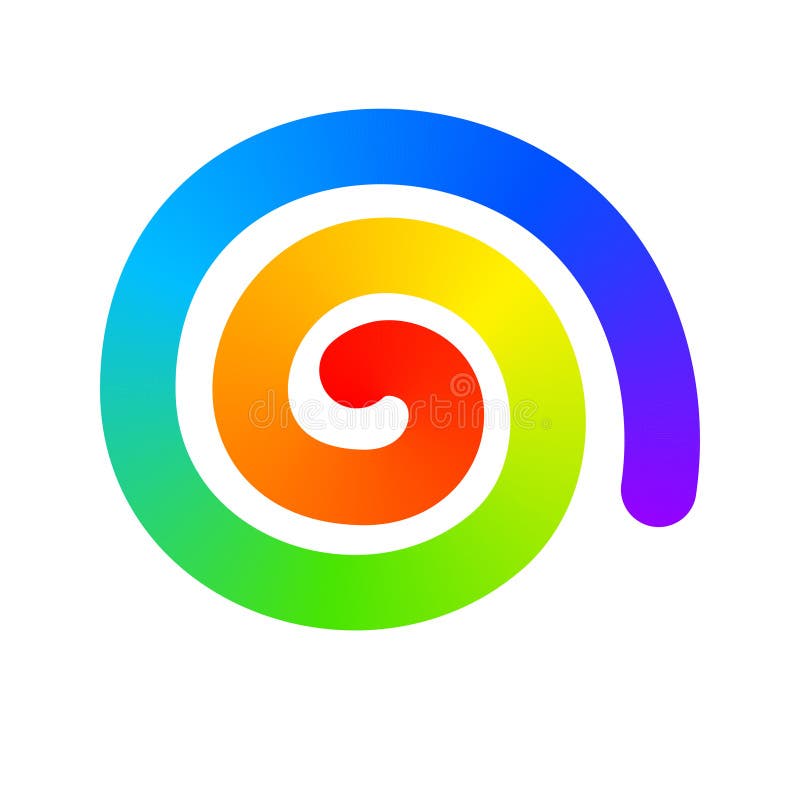 Linea a spirale colorata con arcobaleno isolata su fondo bianco. forma a riccio di colore fresco. forma elica multicolore. organic illustrazione di stock