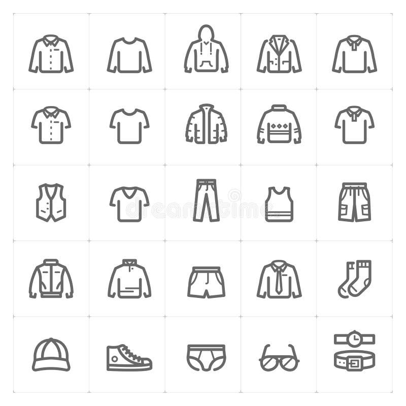 Mini Icon set – Clothing Man icon vector illustration bold line style on white background. Mini Icon set – Clothing Man icon vector illustration bold line style on white background