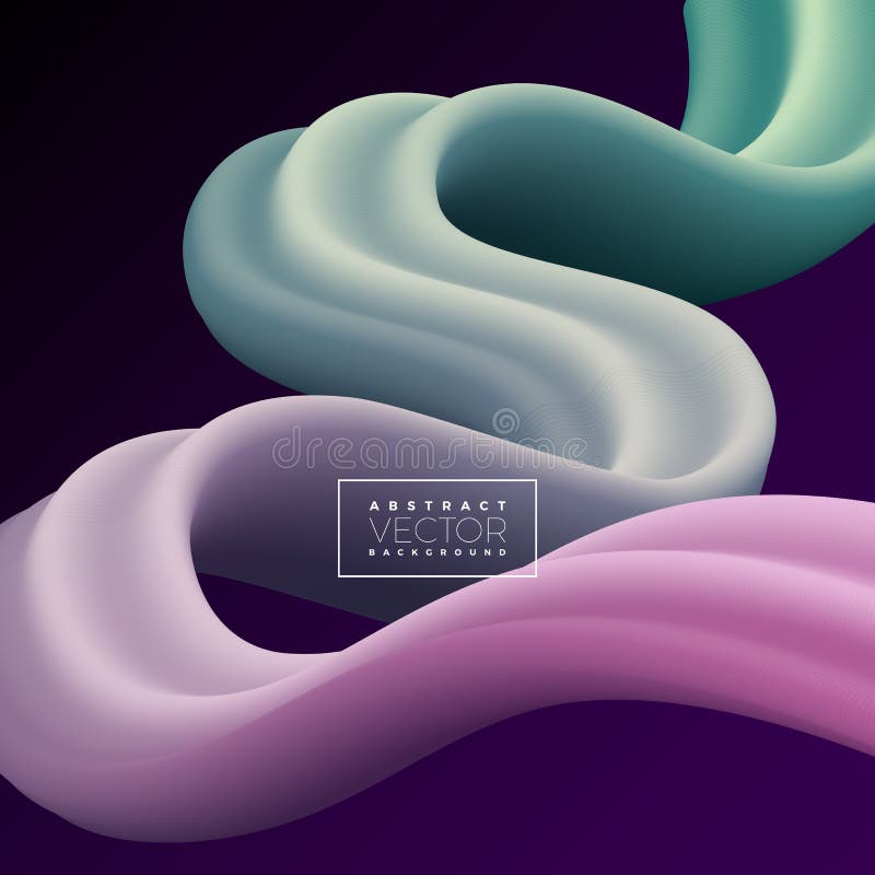 Linea variopinta astratta fondo della curva 3D Illustrazione di colore artistica fluida liquida di vettore Concetto creativo per illustrazione di stock