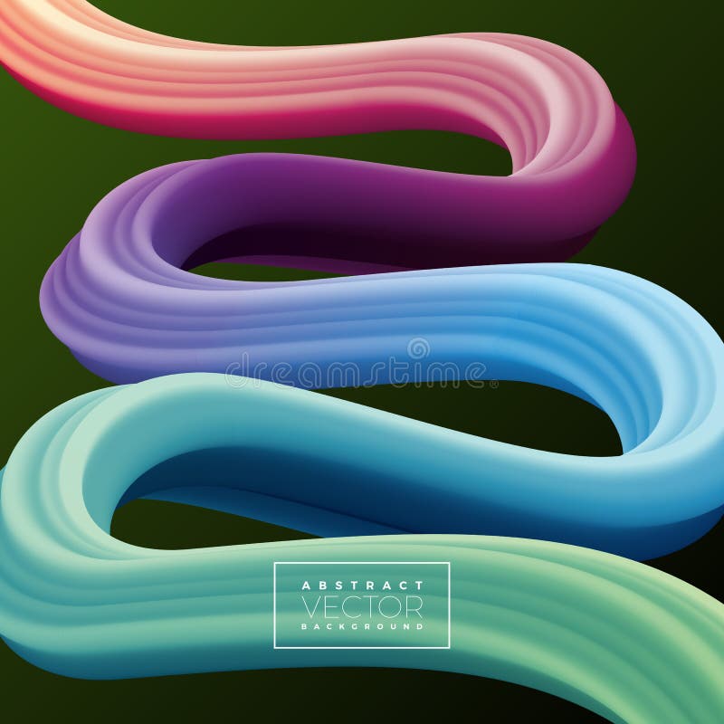 Linea variopinta astratta fondo della curva 3D Illustrazione di colore artistica fluida liquida di vettore Concetto creativo per illustrazione vettoriale