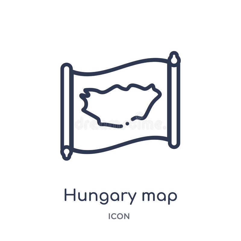 Lineair de kaartpictogram van Hongarije van Countrymaps-overzichtsinzameling Dunne die de kaartvector van lijnhongarije op witte stock illustratie Lineair de kaartpictogram van Hongarije van Countrymaps-overzichtsinzameling Dunne die de kaartvector van lijnhongarije op witte stock illustratie