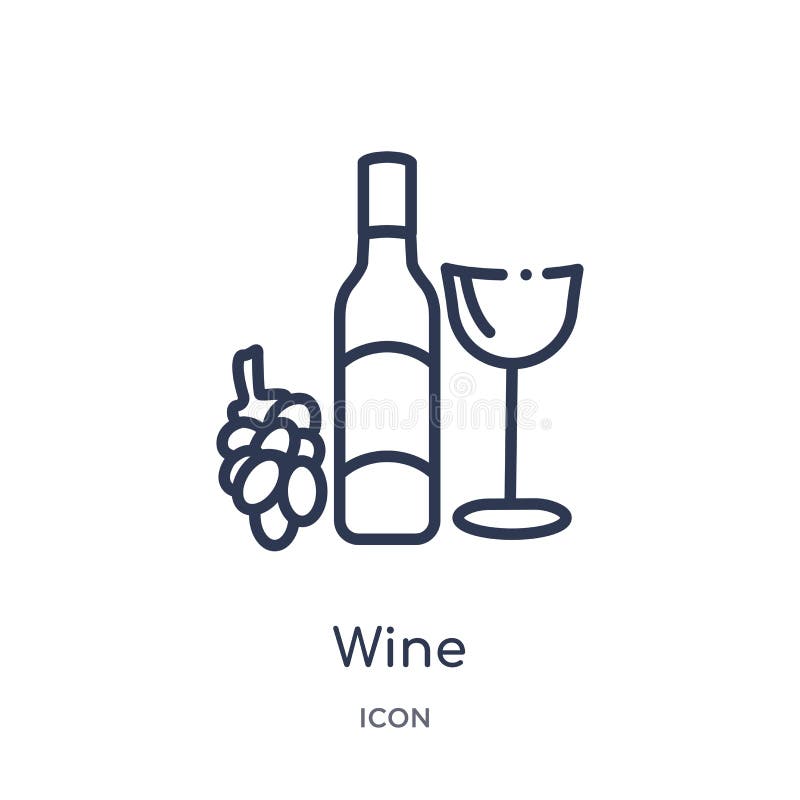 Lineair wijnpictogram van de inzameling van het Drankenoverzicht De dunne die vector van de lijnwijn op witte achtergrond wordt g stock illustratie Lineair wijnpictogram van de inzameling van het Drankenoverzicht De dunne die vector van de lijnwijn op witte achtergrond wordt g stock illustratie