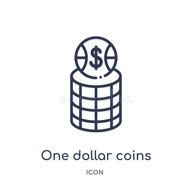 Lineaire het pictogram van dollarmuntstukken van Bedrijfsoverzichtsinzameling Dunne lijn het pictogram van één die dollarmuntstuk vector illustratie Lineaire het pictogram van dollarmuntstukken van Bedrijfsoverzichtsinzameling Dunne lijn het pictogram van één die dollarmuntstuk vector illustratie