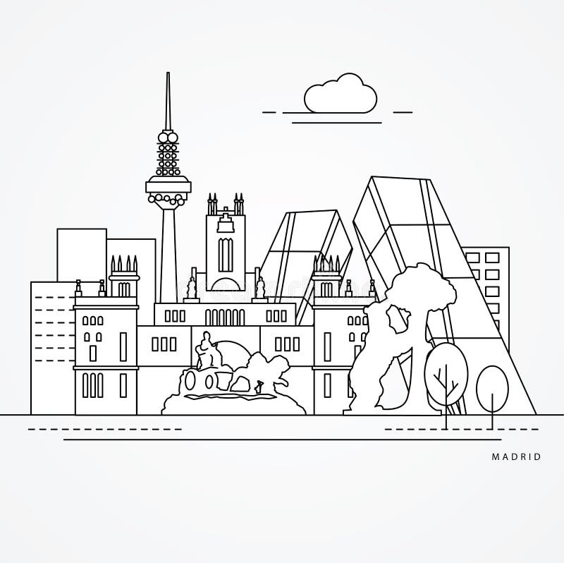 Lineaire illustratie van Madrid, Spanje vector illustratie Lineaire illustratie van Madrid, Spanje vector illustratie