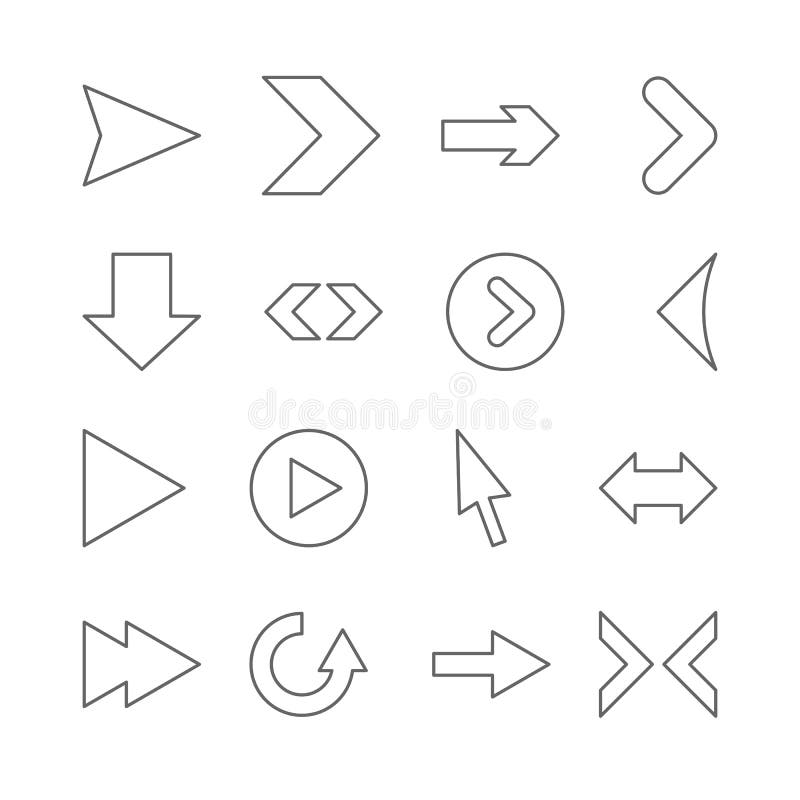 Linear arrow icons. stock vector. Illustration of start - 80811625