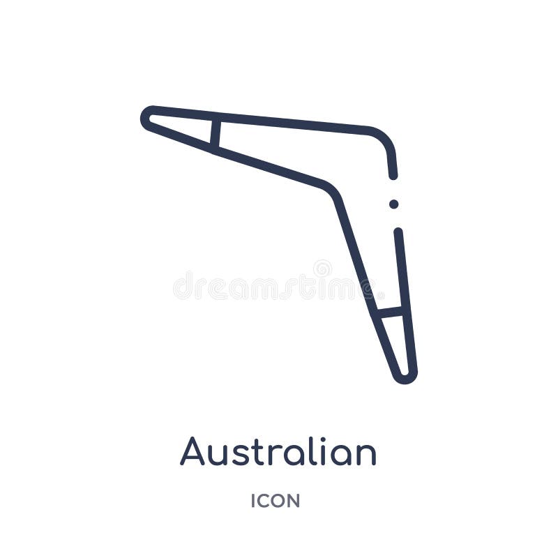 Linear Australian Boomerang Icon from Culture Outline Collection. Thin Australian Boomerang Vector Isolated White Stock Vector - Illustration color, line: 140053831