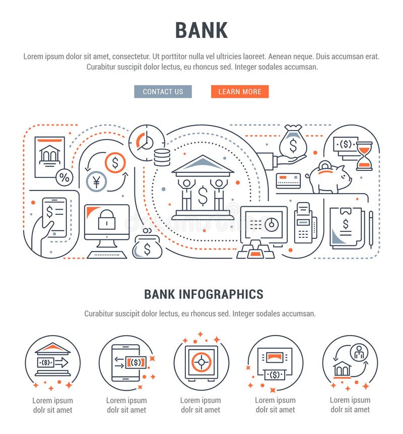 Linear Banner of Bank. stock illustration. Illustration of credit