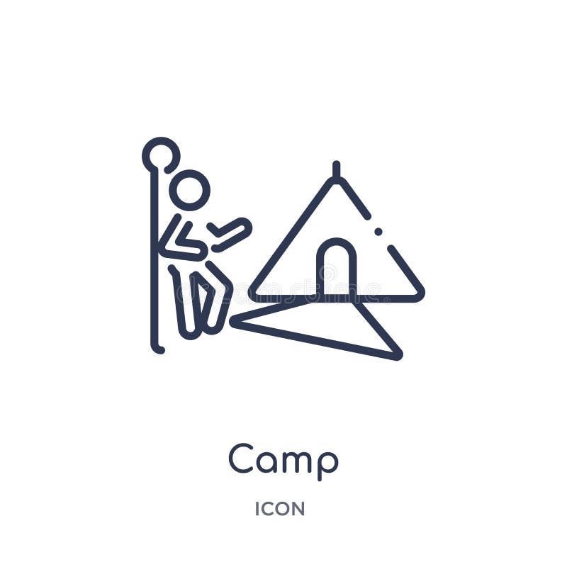 Linear camp icon from Activity and hobbies outline collection. Thin line camp vector isolated on white background. camp trendy royalty free illustration Linear camp icon from Activity and hobbies outline collection. Thin line camp vector isolated on white background. camp trendy royalty free illustration